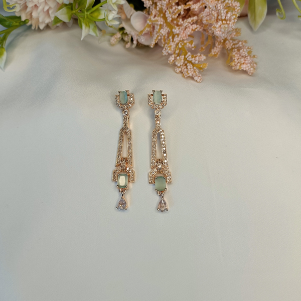 AD Earrings Rose Gold Pista Green