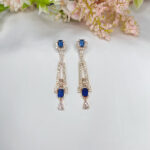 AD Earrings Rose Gold Royal Blue