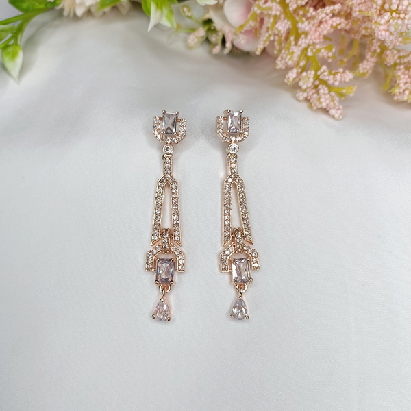 AD Earrings Rose Gold White