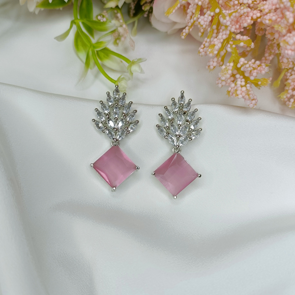 AD Earrings Silver Pink