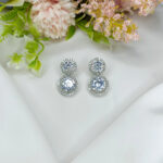 AD Earrings Silver White