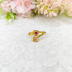Adjustable Ring Heart Ruby-White